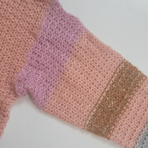 Anthro Pink and Metallic Slouchy Oversized Sweater - Picture 6 of 13